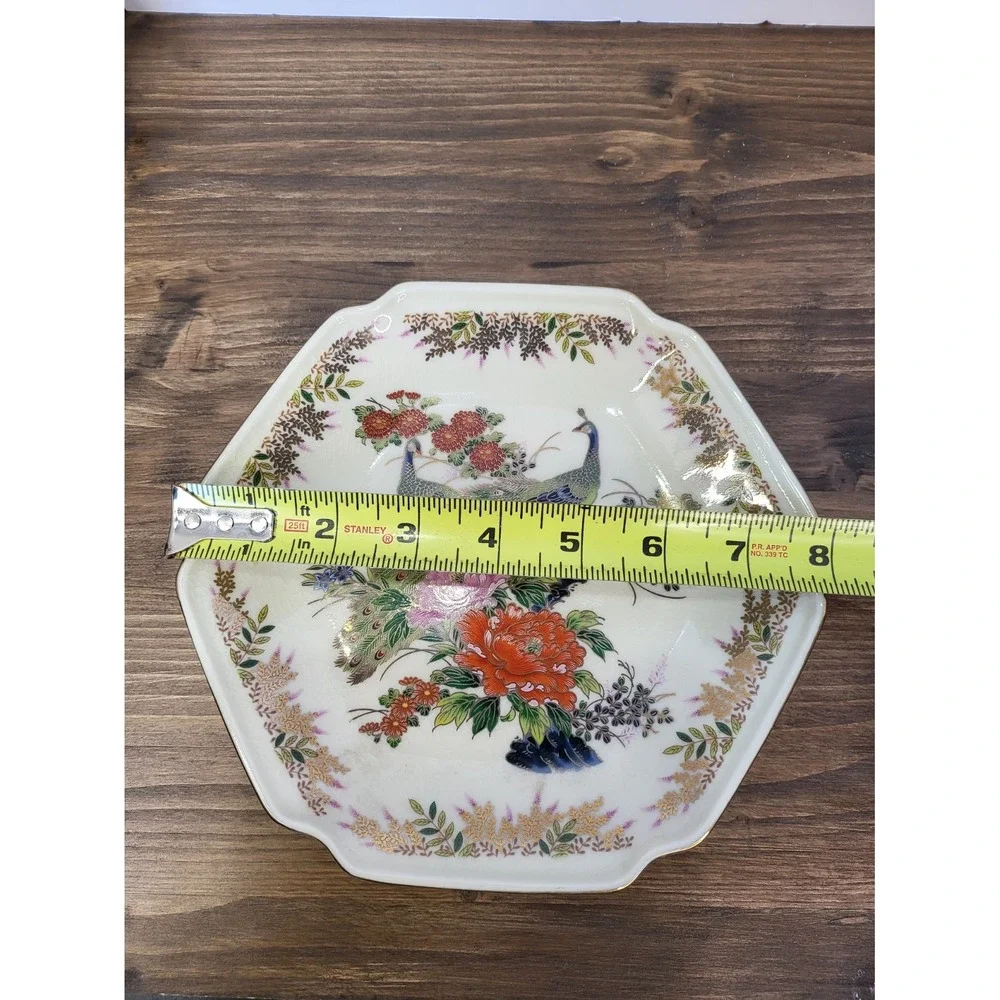Vintage Japanese Satsuma Peacock Ceramic Inarco Vase Yamaji Plate Sato Gordon
